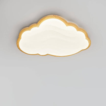 Modern Creative Pure White Cloud Star Wooden Acrylic LED Flush Mount Light