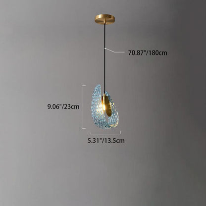 Contemporary Creative Petal Copper Glass 1-Light Pendant Light For Bedroom