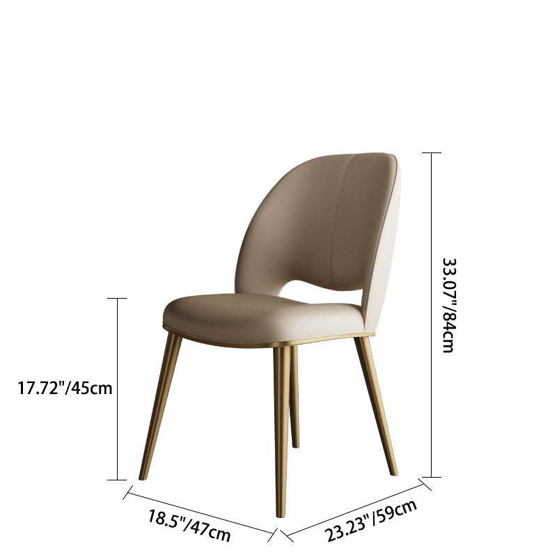 Contemporary Nordic Square Curved Upholstered Microfiber Leather Stainless Steel Dining Chair Backrest For Dining Room