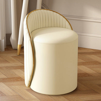 Modern Minimalist Cylinder Iron Nappa Leather Vanity Stool Backrest For Bedroom