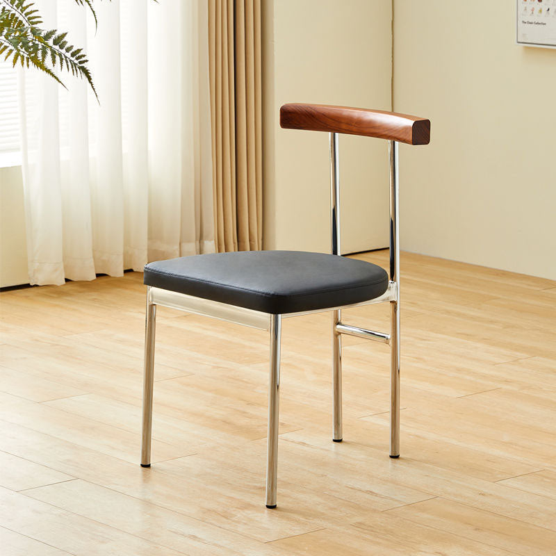 Contemporary Nordic Half Round Microfiber Leather Metal Wood Curved Backrest Dining Chair For Dining Room