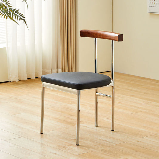 Contemporary Nordic Half Round Microfiber Leather Metal Wood Curved Backrest Dining Chair For Dining Room