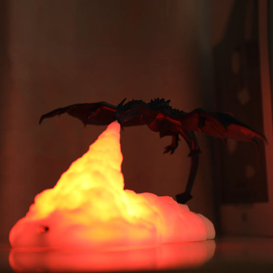 Creative 3D Printed Volcano Dragon LED Night Light Table Lamp