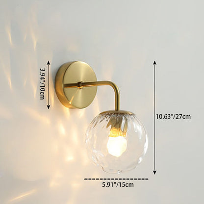 Contemporary Scandinavian Round Ball Iron Glass 1-Light Wall Sconce Lamp For Bedroom