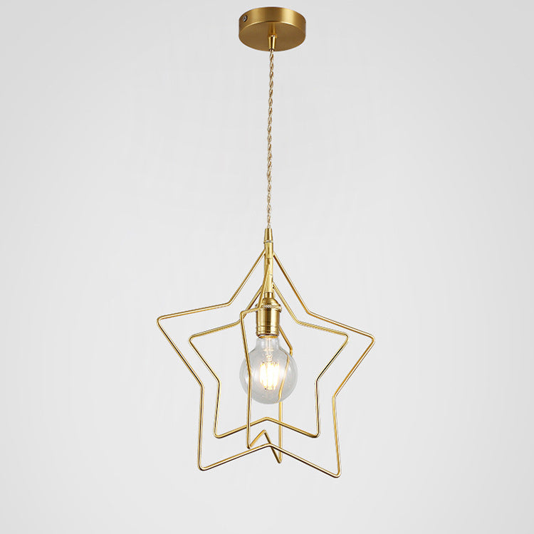 Contemporary Scandinavian Triple Star Iron 1-Light Pendant Light For Living Room