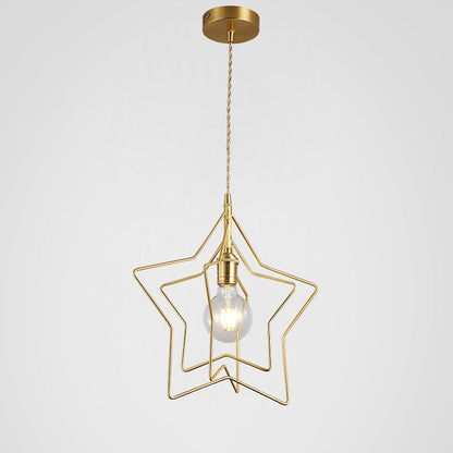 Contemporary Scandinavian Triple Star Iron 1-Light Pendant Light For Living Room