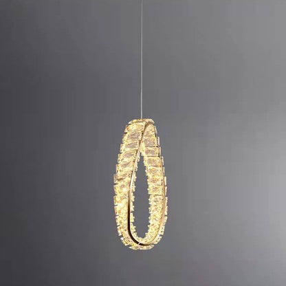 مصباح LED معلق بحلقة كريستالية فاخرة بتصميم عصري 