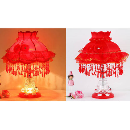 European Style Wedding Fabric Glass 1-Light Table Lamp