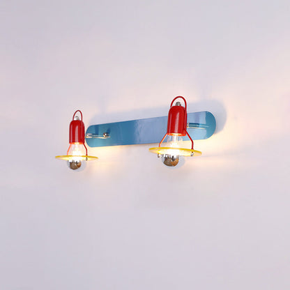 Contemporary Creative Childlike Colorful Geometric Iron 2-Light Mirror Front Wall Sconce Lamp For Bedroom