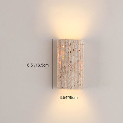 Traditional Japanese Striped Beige Travertine Semicircle LED Waterproof Wall Sconce Lamp For Living Room