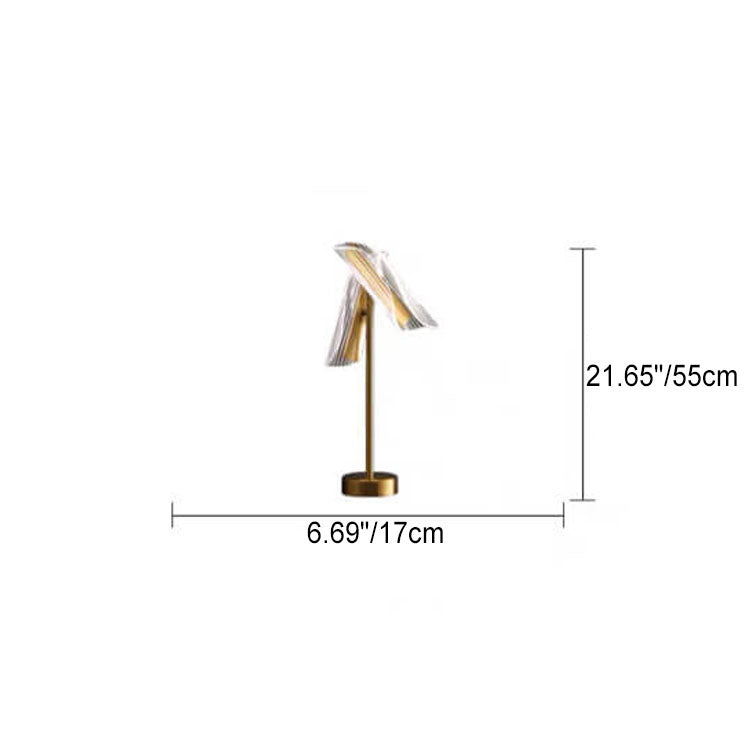Modern Creative Gold-Finished Frame Acrylic Rotating Vane LED Table Lamp
