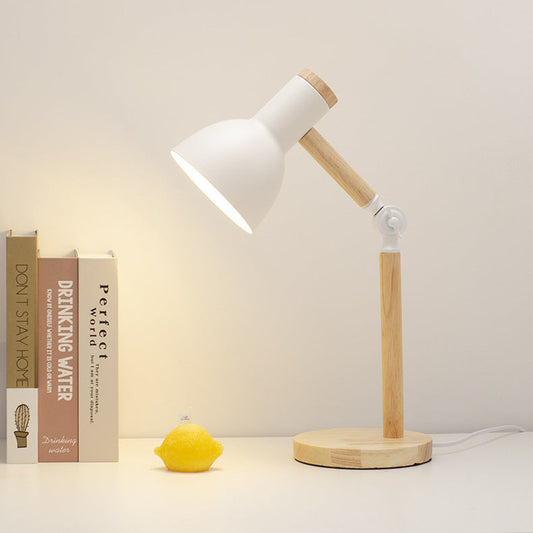 Modern Minimalist Solid Color Rotatable Wood Iron 1-Light Table Lamp