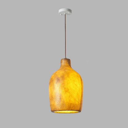 Traditional Japanese Fiberglass Iron Bottle Round 1-Light Pendant Light For Dining Room