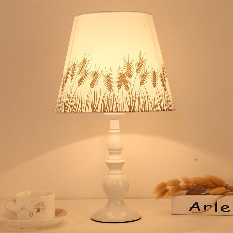 Modern Simple Floral Fabric Iron Vase Base 1-Light Table Lamp