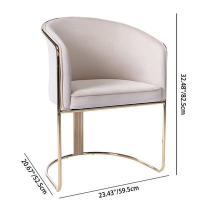 Modern Luxury Half Round Curved Velvet Metal Frame Dining Chair Backrest Armrest For Dining Room