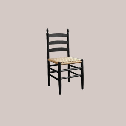 Contemporary Retro Square Braided Rope Solid Wood Dining Chair Ladder-back Footrest For Dining Room