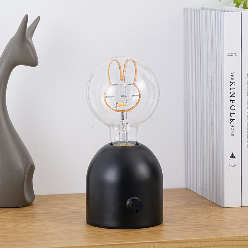 Modern Art Deco Round Glass Wood LED Table Lamp For Bedroom
