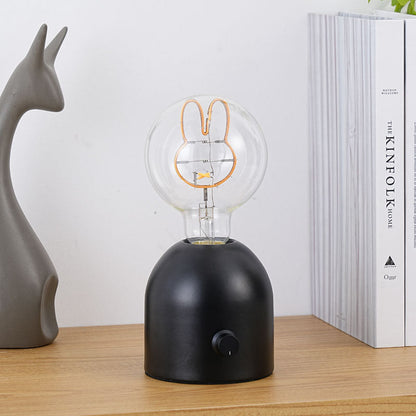 Modern Art Deco Round Glass Wood LED Table Lamp For Bedroom