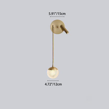 Contemporary Nordic Iron Acrylic Ball Pendant 1-Light LED Wall Sconce Lamp For Bedside