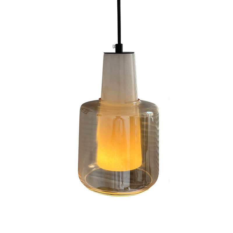 Nordic Minimalist Marble Glass Jar 1-Light Pendant Light