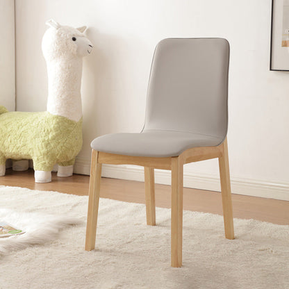 Contemporary Nordic Square Faux Leather Wood Frame Dining Chair Backrest For Dining Room