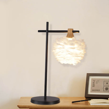 Modern Creative Feather Fishing Rod 1-Light Table Lamp
