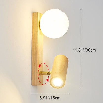 مصباح حائط LED بتصميم أسطواني مستطيل الشكل من الخشب البولي إيثيلين لغرفة النوم بتصميم معاصر إسكندنافي 