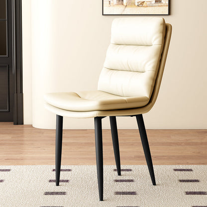 Modern Minimalist Rectangular Microfiber Leather Carbon Steel Dining Chair Backrest Armless For Dining Room