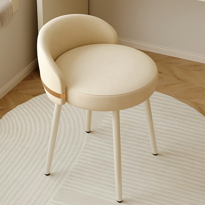 Modern Simplicity PU Leather Metal Sponge Round Vanity Stool Backrest For Bedroom