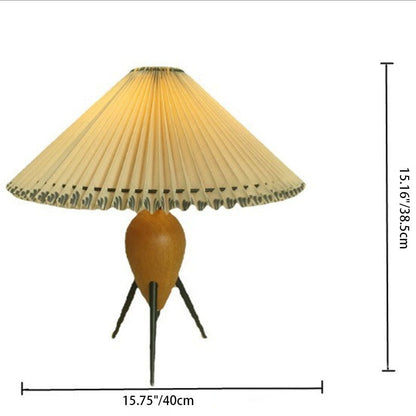 Traditional Vintage Tapered Iron Wood PVC Fabric 1-Light Table Lamp For Bedroom