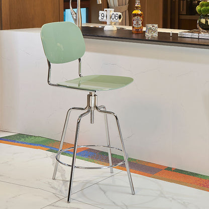 Contemporary Scandinavian Square Plastic Metal Frame Bar Stool Backrest Footrest For Dining Room