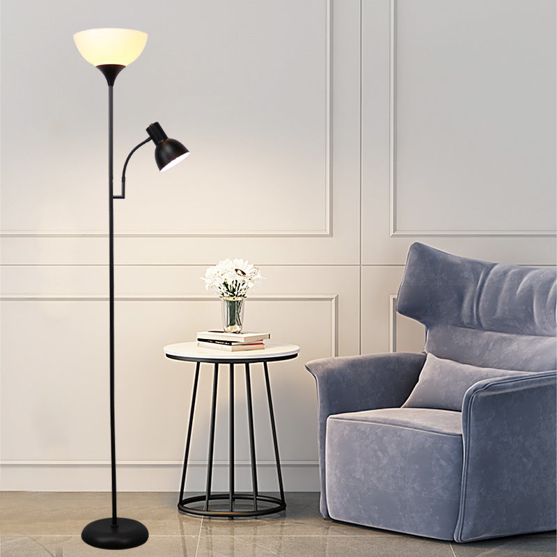 Modern Minimalist Half Circle Iron 2-Light Standing Floor Lamp For Living Room
