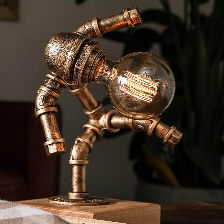 Retro Industrial Robot Eye Protection Iron 1-Light Table Lamp
