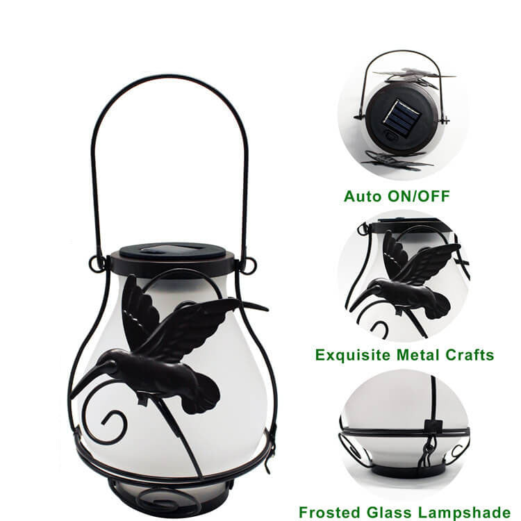 Solar Outdoor Glass Flame Oval Cage LED Courtyard Decorative Landscape Light