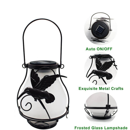 Solar Outdoor Glass Flame Oval Cage LED Courtyard Decorative Landscape Light