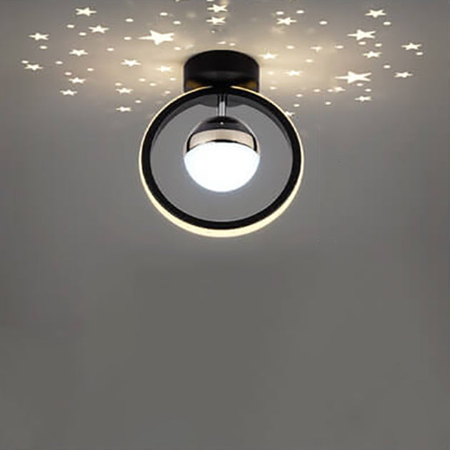 Modern Creative Square Round Acrylic Iron LED Semi-Flush Mount Light