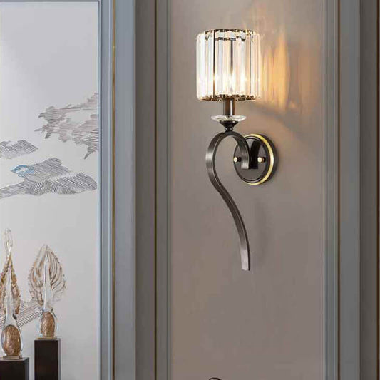Modern Crystal Shade Full Copper 1-Light Wall Sconce Lamp