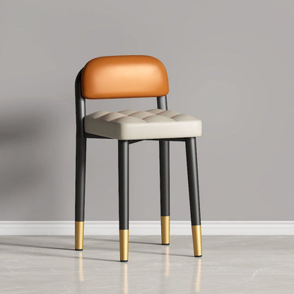 Modern Simplicity Square Fabric Faux Leather Upholstered Vanity Stool Low Back For Bedroom