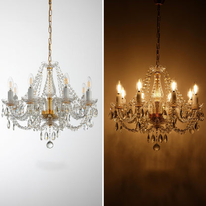 Modern European Style Crystal Pendant 8-Light Chandelier