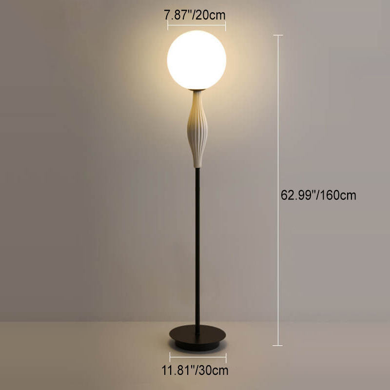 Nordic Simple Wrought Iron Glass Sphere 1-Light Standing Floor Lamp