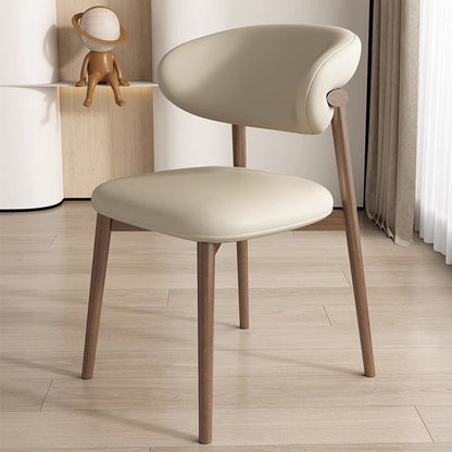 Contemporary Nordic Square Nappa Leather Metal Frame Dining Chair Backrest Armless For Dining Room