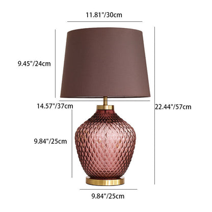 Contemporary Scandinavian Lucite Vase Base Glass Fabric 1-Light Table Lamp For Bedroom