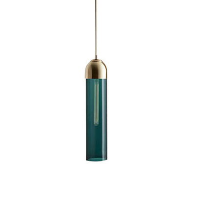 Modern Simplicity Glass Cylinder Shade 1-Light Pendant Light For Dining Room