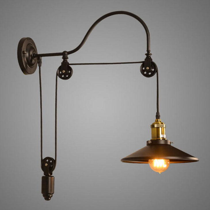 Contemporary Industrial Iron Round 1-Light Wall Sconce Lamp For Hallway