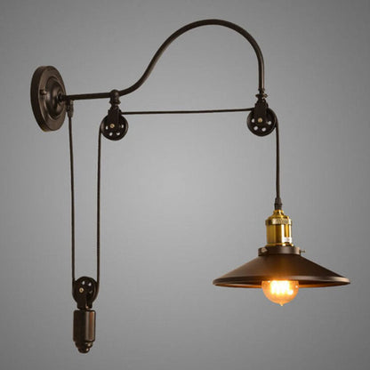 Contemporary Industrial Iron Round 1-Light Wall Sconce Lamp For Hallway