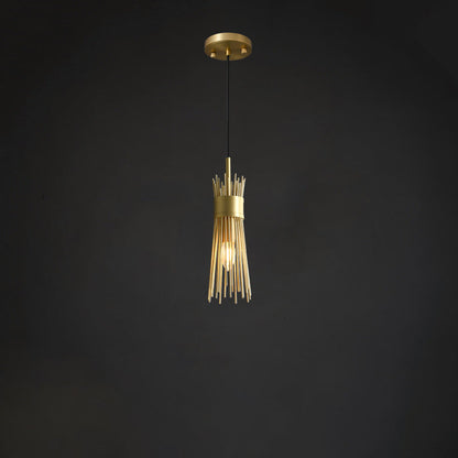 Contemporary Creative Bamboo Stick Cylinder Copper 1/2 Lights Pendant Light For Bedroom