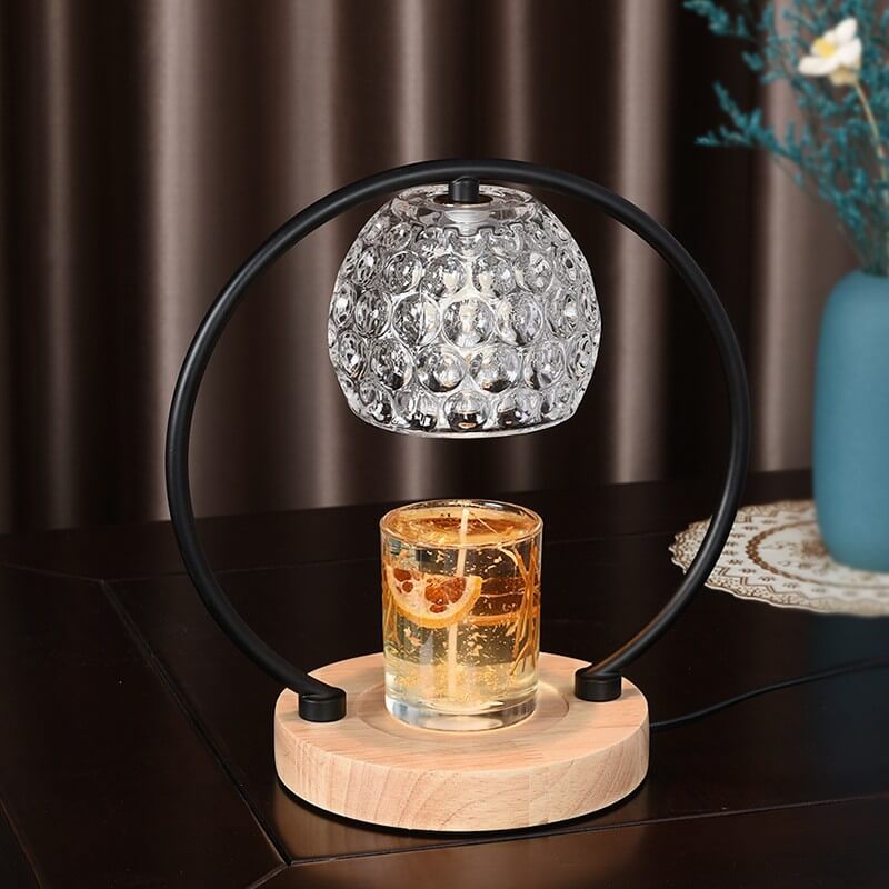 European Modern Aromatherapy Oak Glass Metal LED Melting Wax Table Lamp