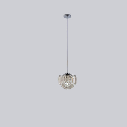 Nordic Light Luxury Round Iron Crystal String 1-Light Pendant Light