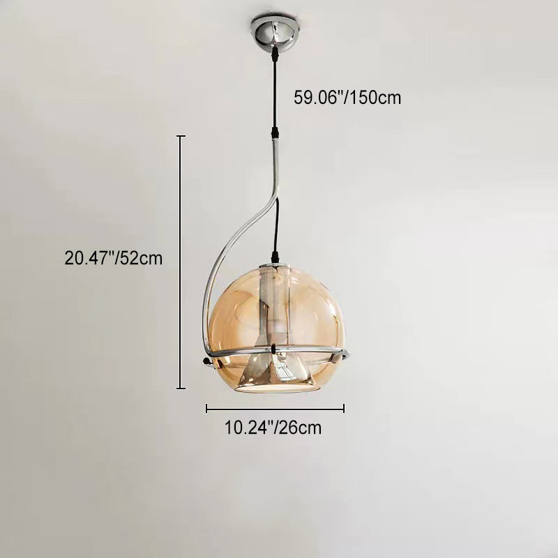 Modern Simplicity Iron Glass Ball 1-Light Pendant Light For Living Room