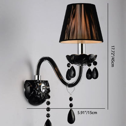 Traditional European Round Table Petal Shaped Crystal Glass 1/2 Light Wall Sconce Lamp For Living Room